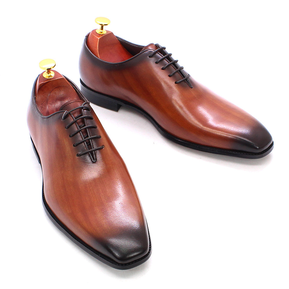 Men'S Luxury Formal Wear Brands - Designer Genuine Leather Mens Wholecut Oxford