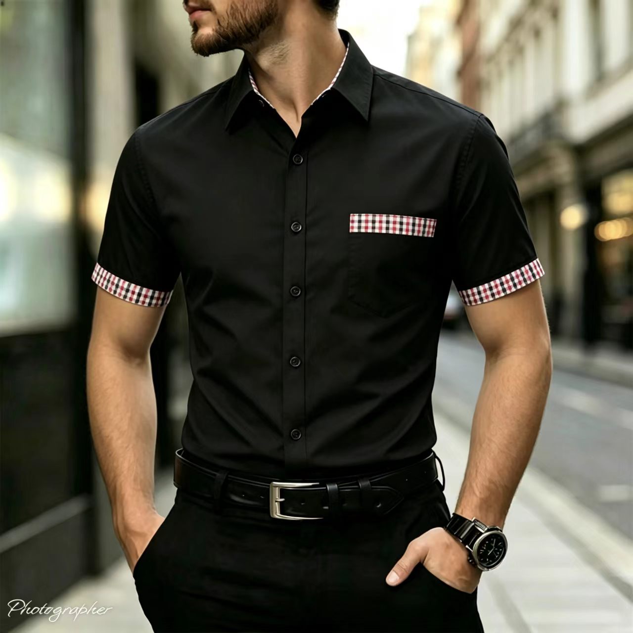Men's short sleeved shirt with - đánh giá và giá Men Formal Office Wear Shirts