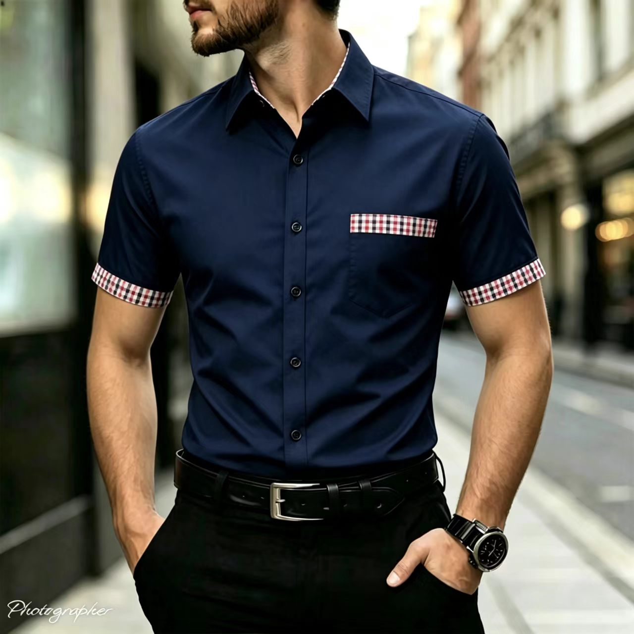 Men's short sleeved shirt with - đánh giá và giá Men Formal Office Wear Shirts
